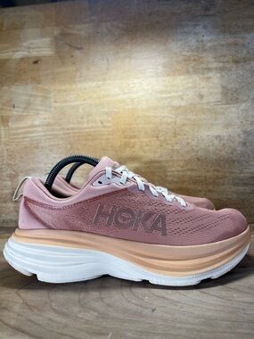Hoka One One Bondi 8 Womens Size 9 Running Shoes Sneakers Sandstone Cream